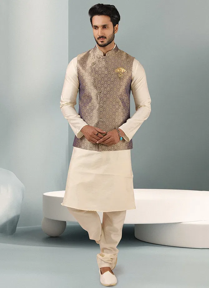 Festive Wear Kurta Pajama With Jacket Mens Collection